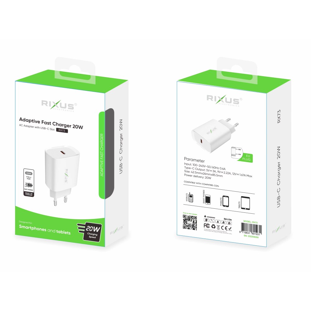 Rixus RX73 Adaptive Fast Charger 20W