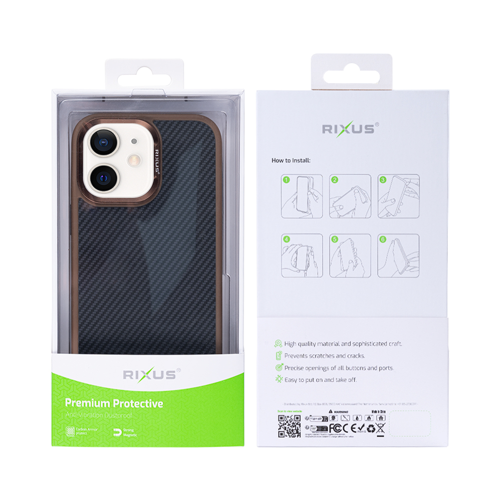 Rixus Mag Carbon With Magsafe For iPhone 11 Brown