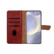 Rixus Bookcase For Samsung Galaxy S25 S9310 Dark Red