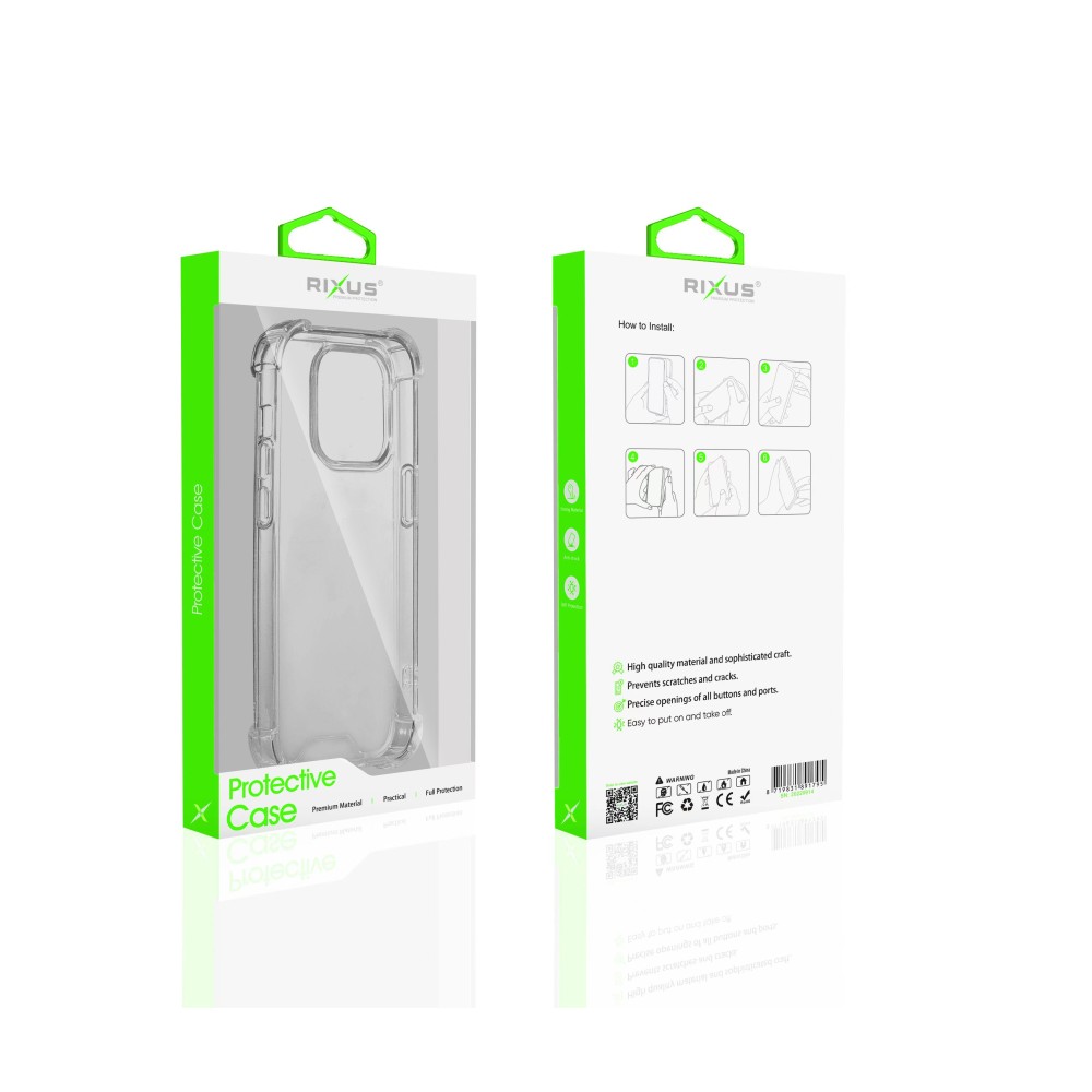 Rixus Anti-Burst Case For iPhone 14 Plus Transparent