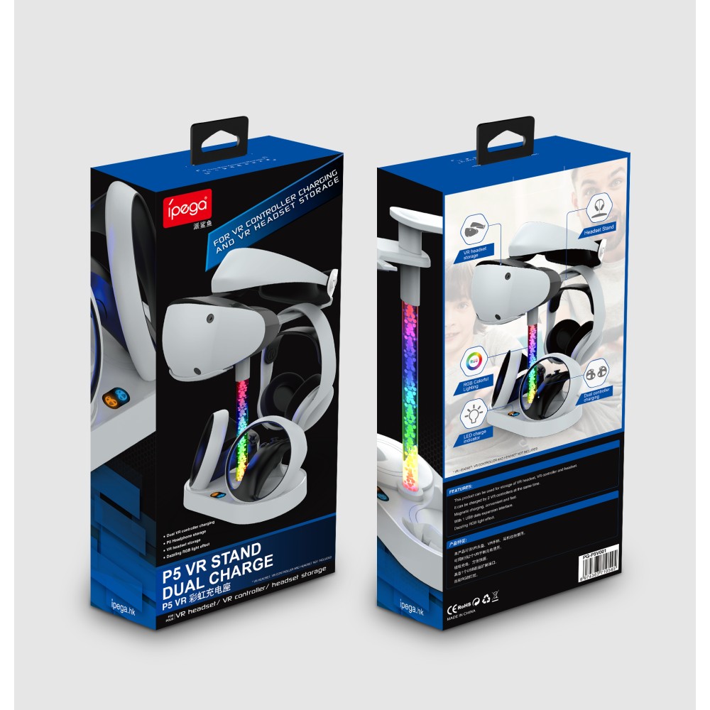 For PlayStation 5 Game Consoles VR Dual Charger PG-P5V001 Black/ White