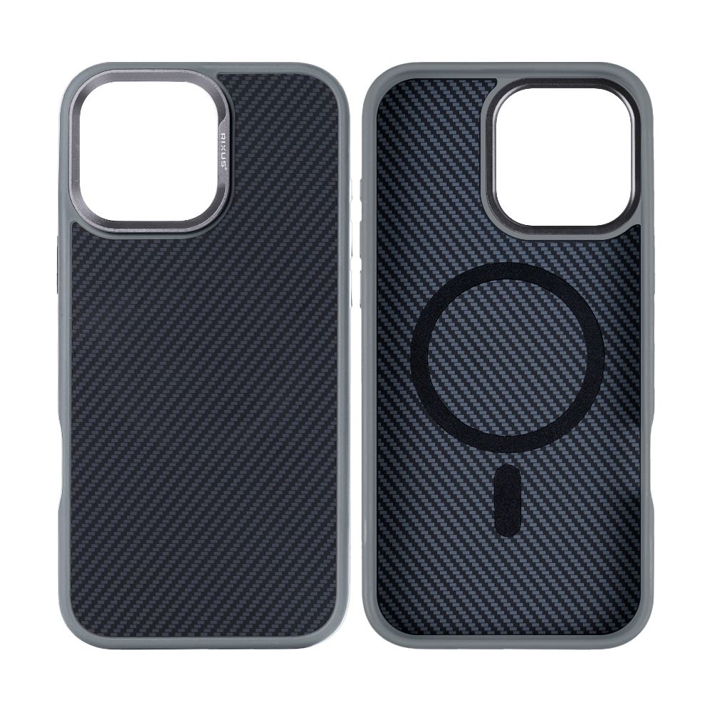 Rixus Mag Carbon With MagSafe For iPhone 16 Pro Max Titanium Grey