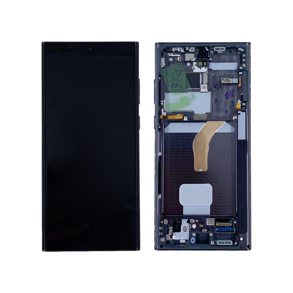 Samsung Galaxy S22 Ultra S908B Display And Digitizer With Frame Phantom Black Service Pack