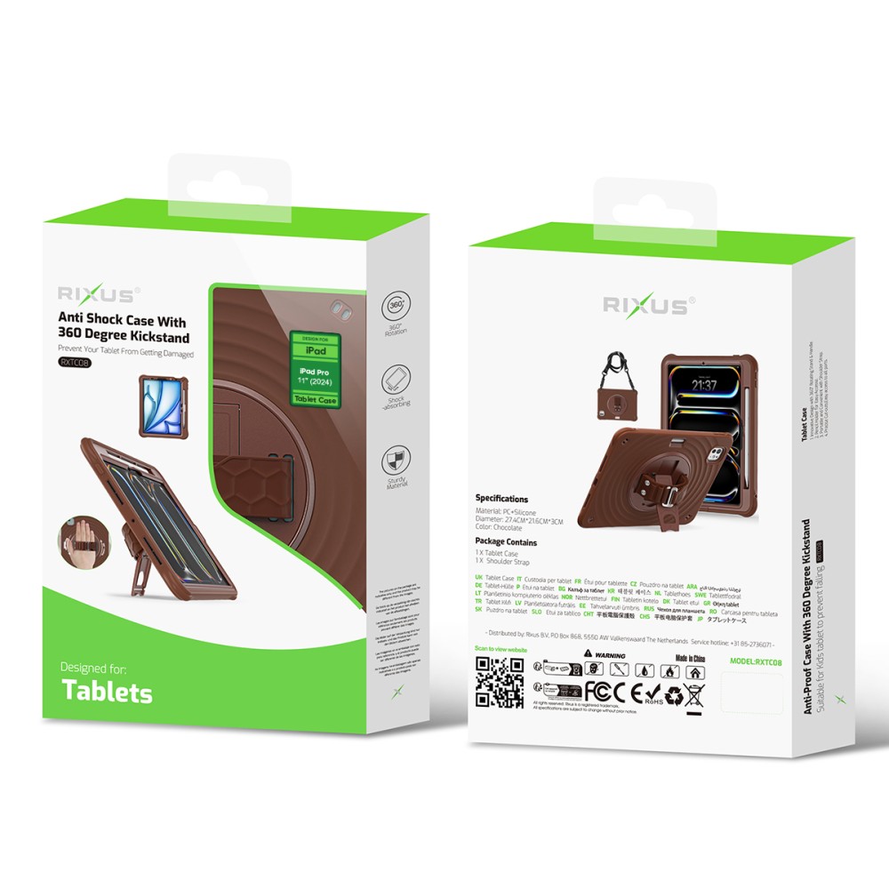 Rixus RXTC08 Anti Shock Case For iPad Pro 11 (2024) Chocolate