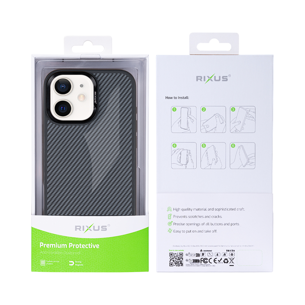 Rixus Mag Carbon With MagSafe For iPhone 11 Titanium Black