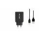 Rixus RX70B Dual USB And PD Charger With USB To Type-C Cable Black