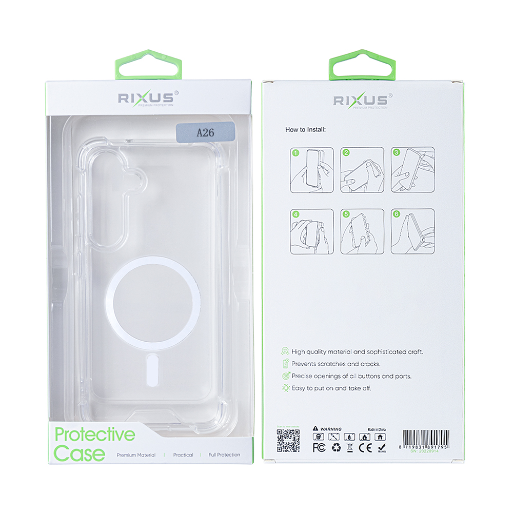 Rixus Anti-Burst Case With MagSafe For Samsung Galaxy A26 A266B Transparent