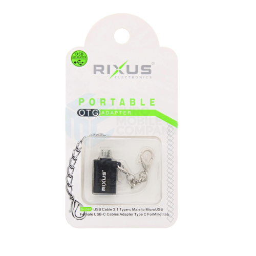 Rixus OTG Portable Adapter USB-A To Micro-USB Black