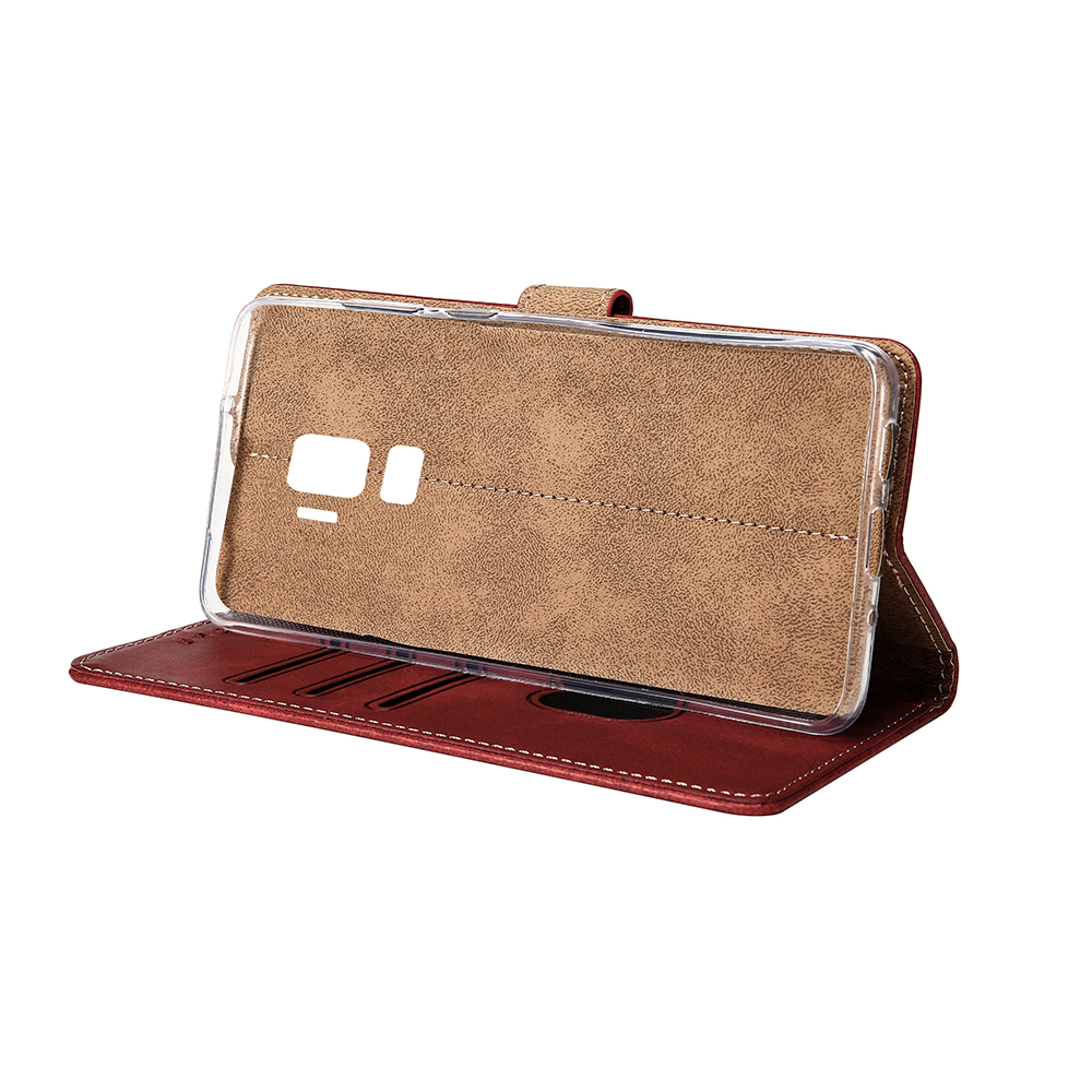 Rixus Bookcase For Samsung Galaxy S9 Plus G965F Dark Red