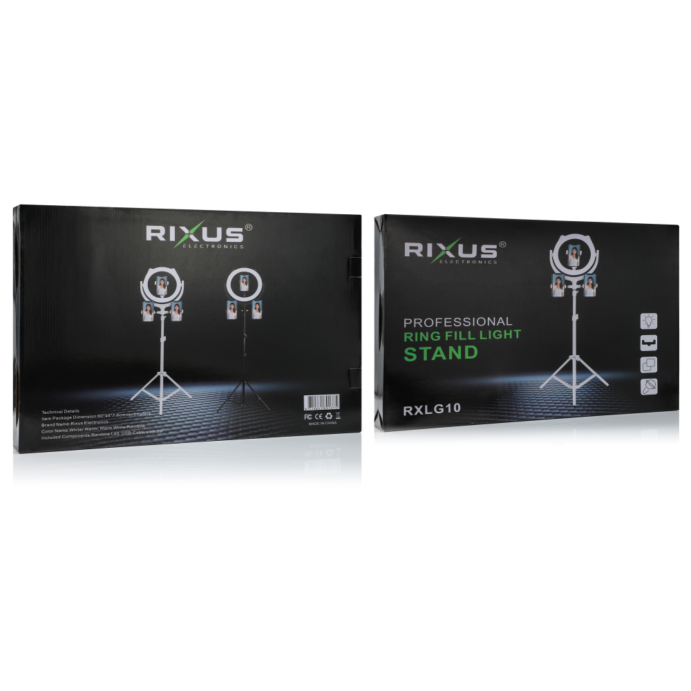 Rixus RXLG10 Selfie Ring Fill Light Stand White