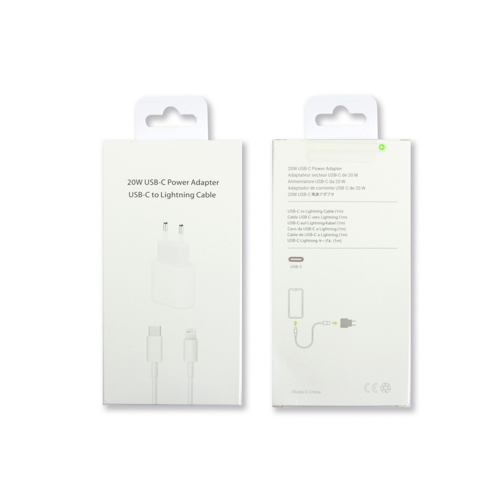 For Apple Charger USB-C 20W with Cable Lightning 1m Retail Box