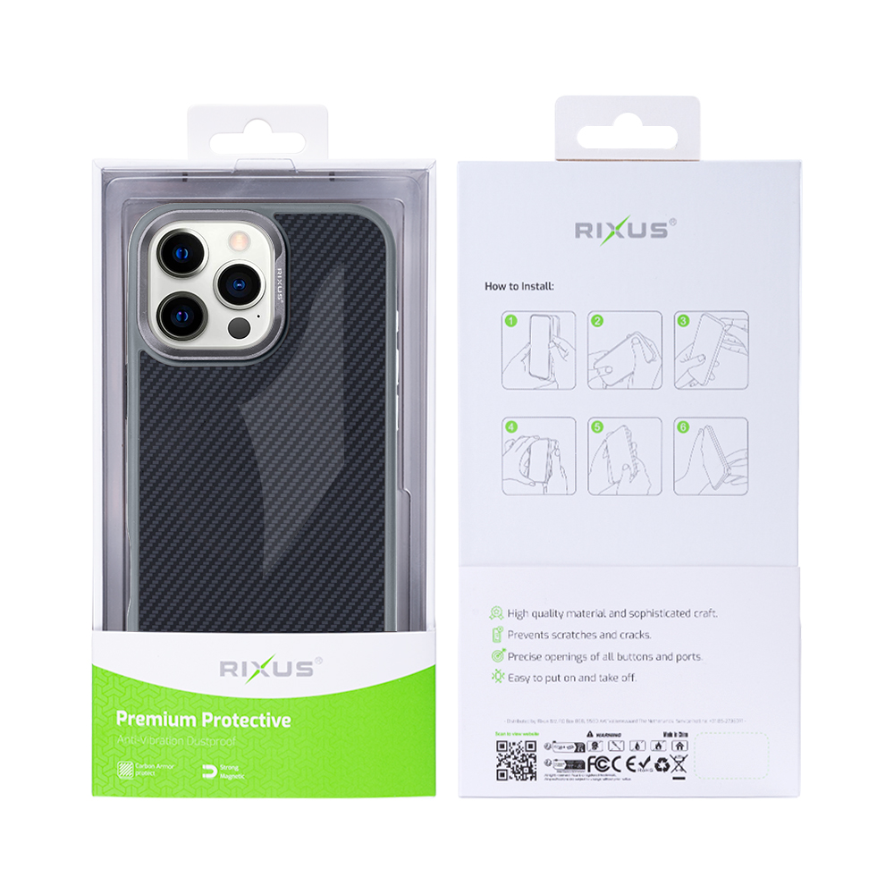 Rixus Mag Carbon With MagSafe For iPhone 16 Pro Max Titanium Grey