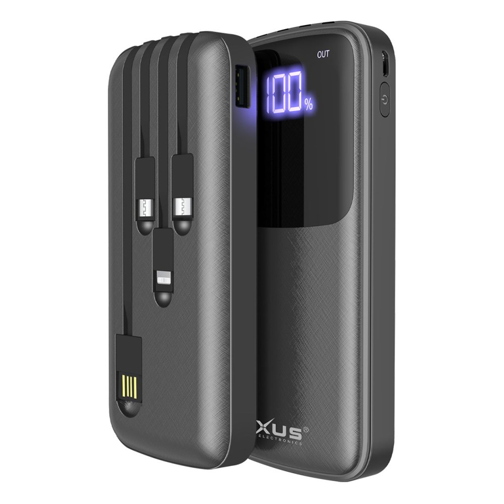 Rixus RXPB36B Power Bank 10000mAh With Build-in Cables Black