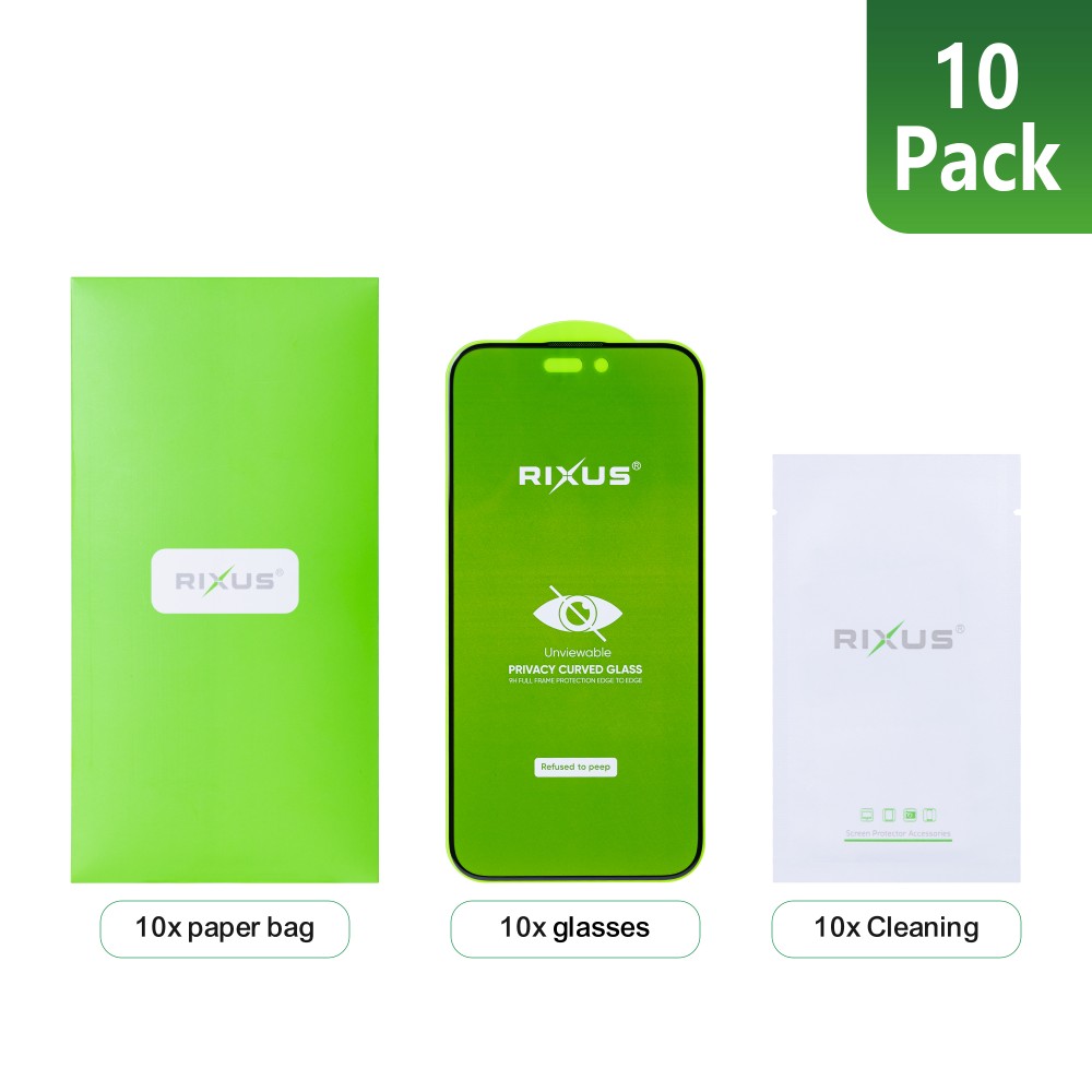 Rixus Privacy Full Curved Edge Tempered Glass For iPhone 13 Mini (10-Pack)