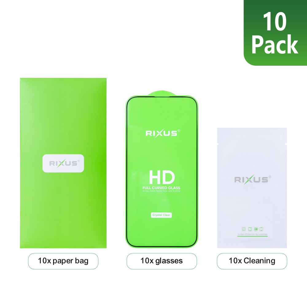Rixus Clear HD Full Curved Edge Tempered Glass For iPhone 13 Mini (10-Pack)