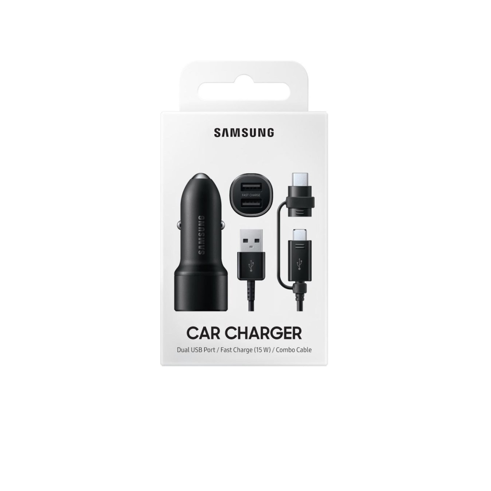 Samsung Car Charger 15W With USB Combo Cable USB-C And Micro-USB Black Original