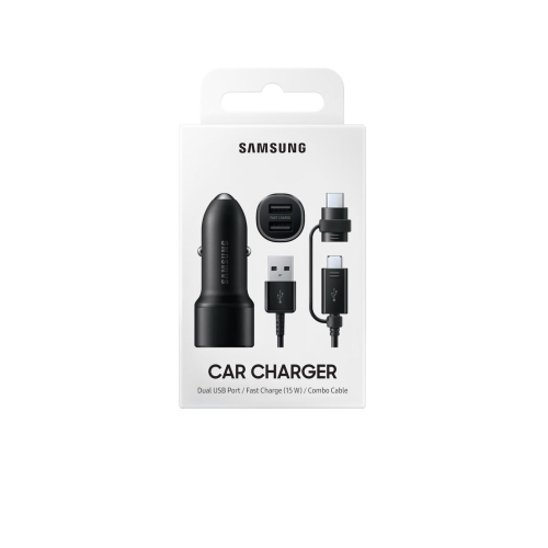 Samsung Car Charger 15W With USB Combo Cable USB-C And Micro-USB Black Original