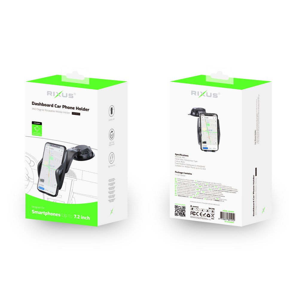 Rixus RXHM15 Adjustable Smartphone Holder With Suction Cup Black