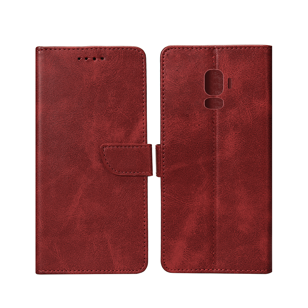Rixus Bookcase For Samsung Galaxy S9 Plus G965F Dark Red