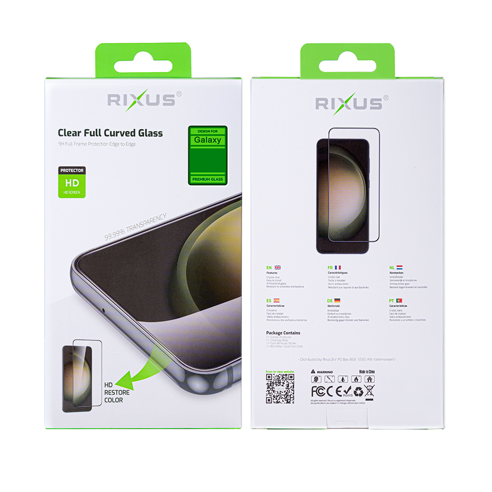 Rixus Clear HD Full Curved Edge Tempered Glass For Samsung Galaxy S24 FE S721B
