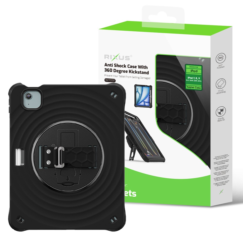 Rixus RXTC08 Anti Shock Case For iPad 7, 8, 9 10.2 (2019, 2020, 2021) Black