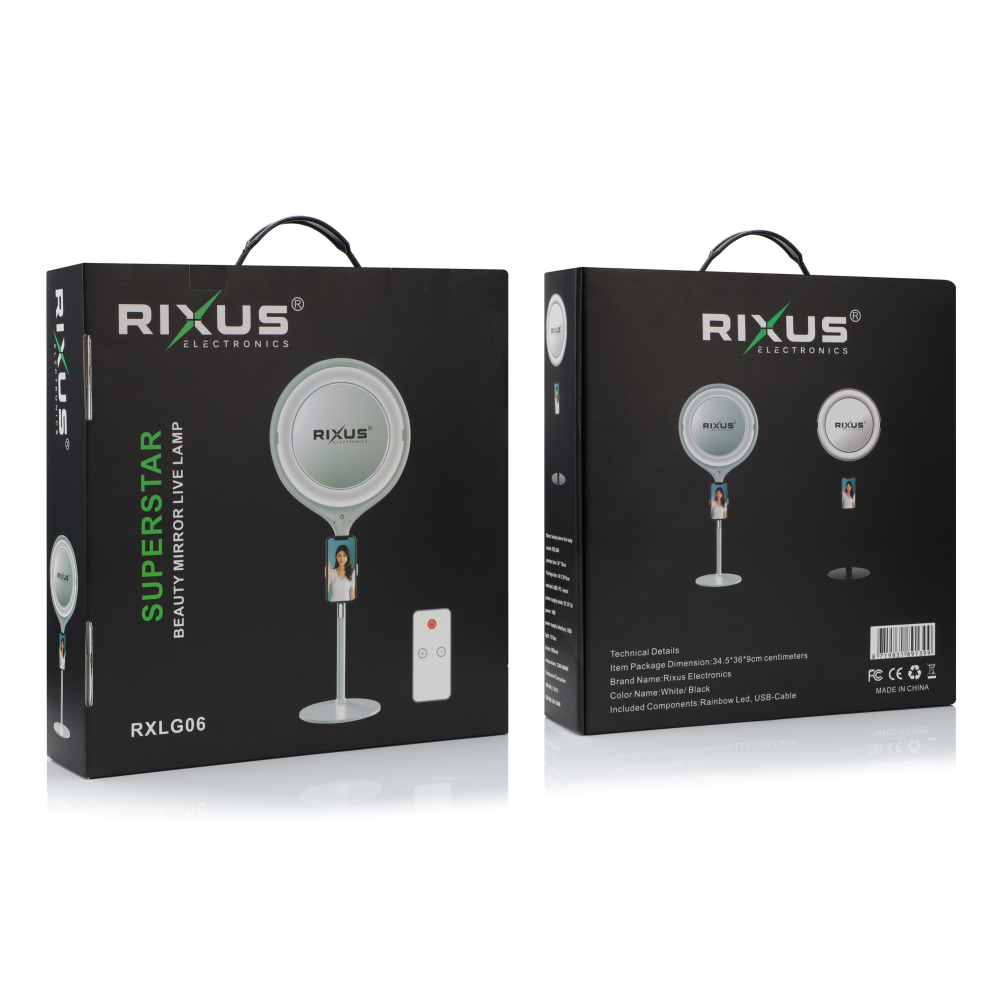 Rixus RXLG06 Selfie Ring Beauty Mirror Light White