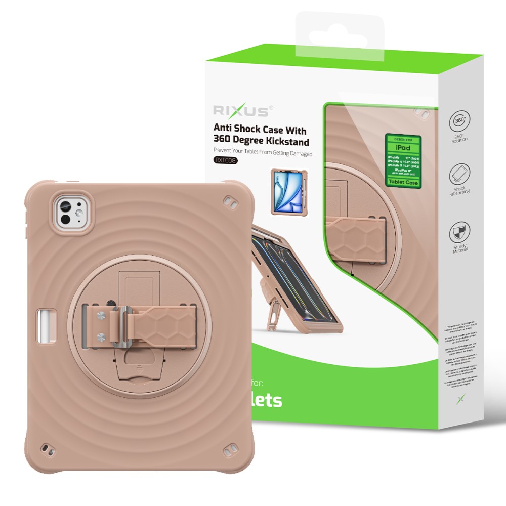 Rixus RXTC08 Anti Shock Case For iPad Air 11 (2024), Air 4 10.9 (2020), Air 5 10.9 (2022), Pro 11 (2018, 2020, 2021, 2022) Latte