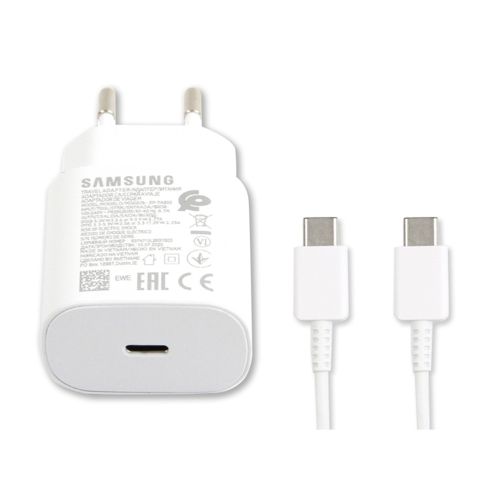 Samsung Fast Charger USB-C 15W With Cable 1m White Original Retail Box