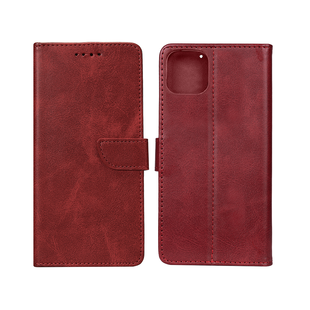Rixus Bookcase For iPhone 11 Dark Red