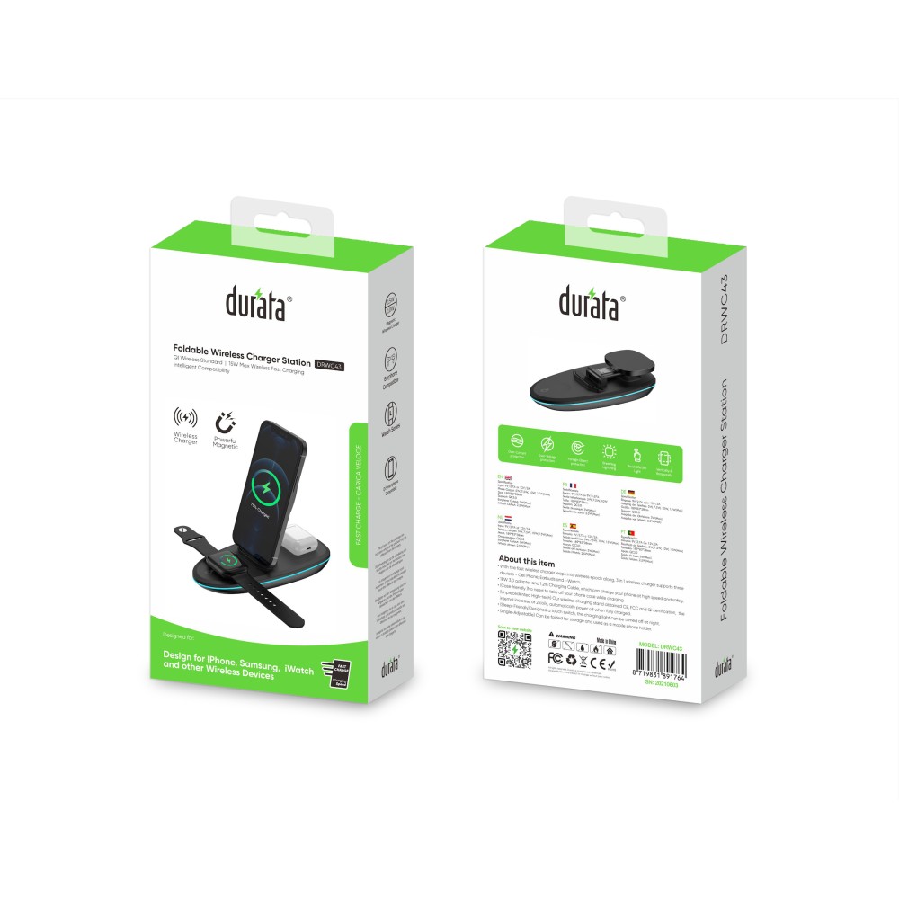 Rixus RXWC43 3-1 Foldable Wireless Charger Station