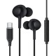 Rixus RXHD56C USB C Wired Earbud Type Headphone With Microphone Black
