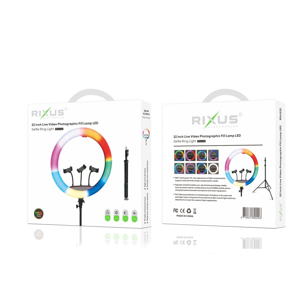 Rixus RXLG32 Selfie Ring Light And Holder Stick