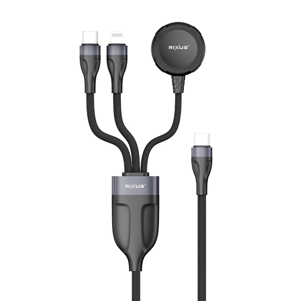 Rixus RXUC31 3 in 1 Watch & Phone Charger Cable1.2M Black