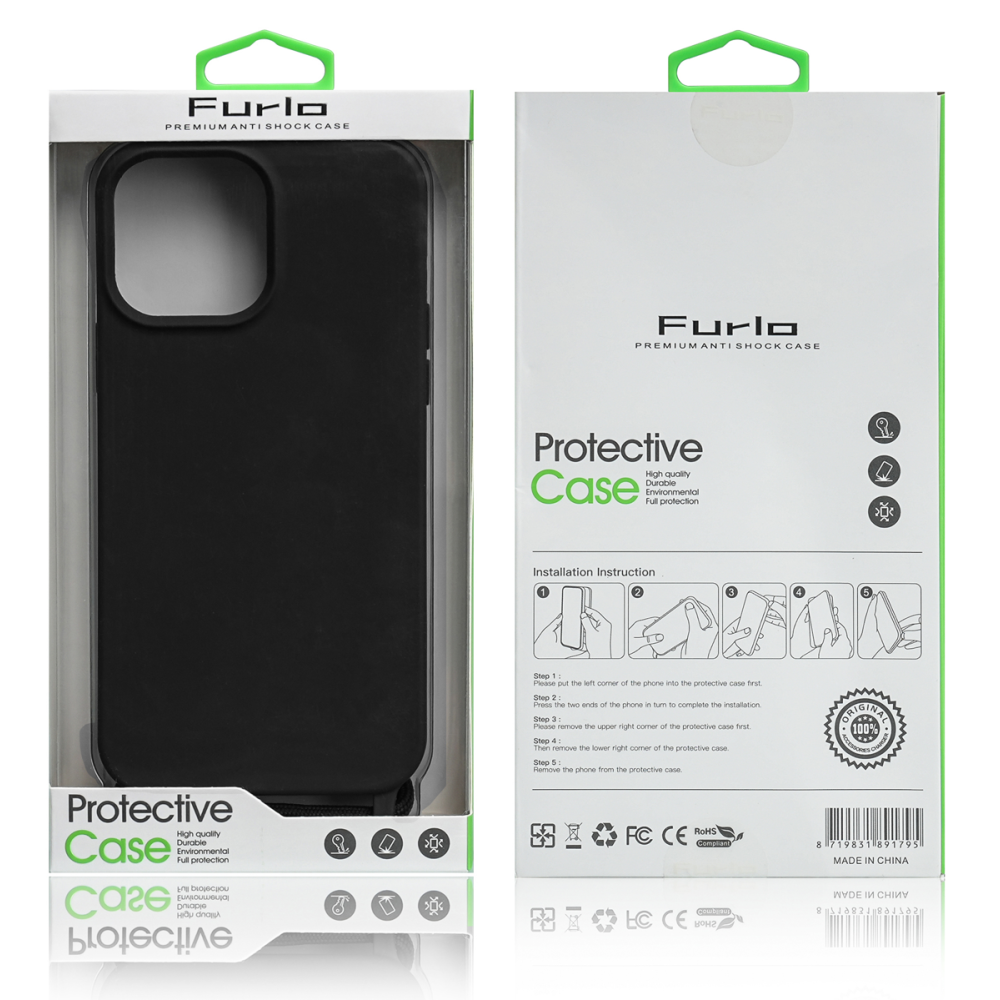 Furlo TPU Necklace Cord Cover For iPhone 14 Plus - Black