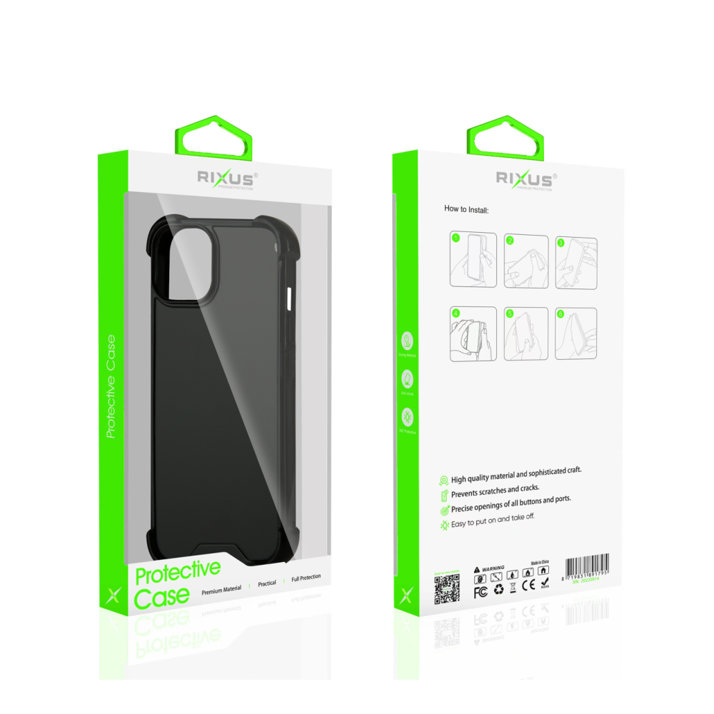 Rixus Anti-Burst Case For iPhone 14 Plus Black