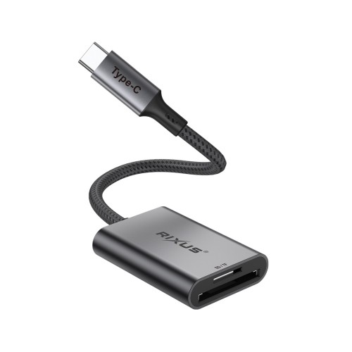 Rixus RXCR01 Type C To SD/TF Card Reader Adapter Space Gray