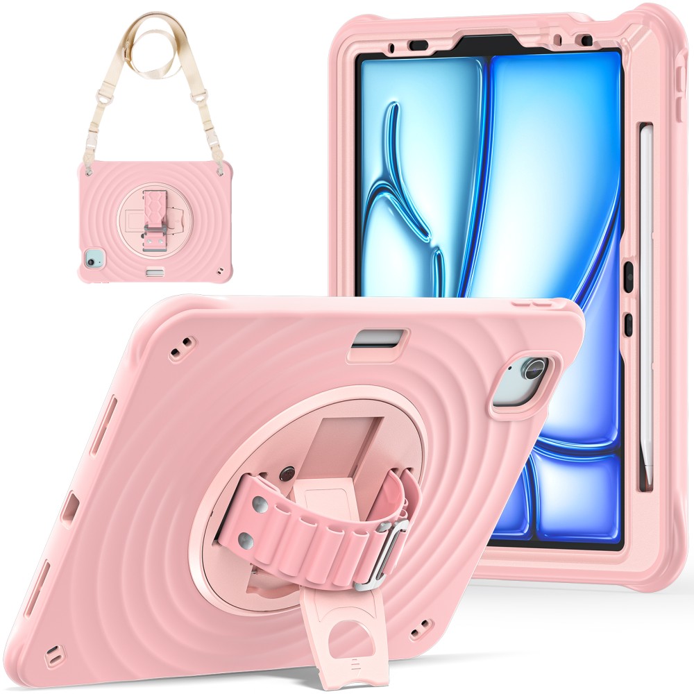 Rixus RXTC08 Anti Shock Case For iPad Air 11 (2024), Air 4 10.9 (2020), Air 5 10.9 (2022), Pro 11 (2018, 2020, 2021, 2022) Cherry Blossoms Pink