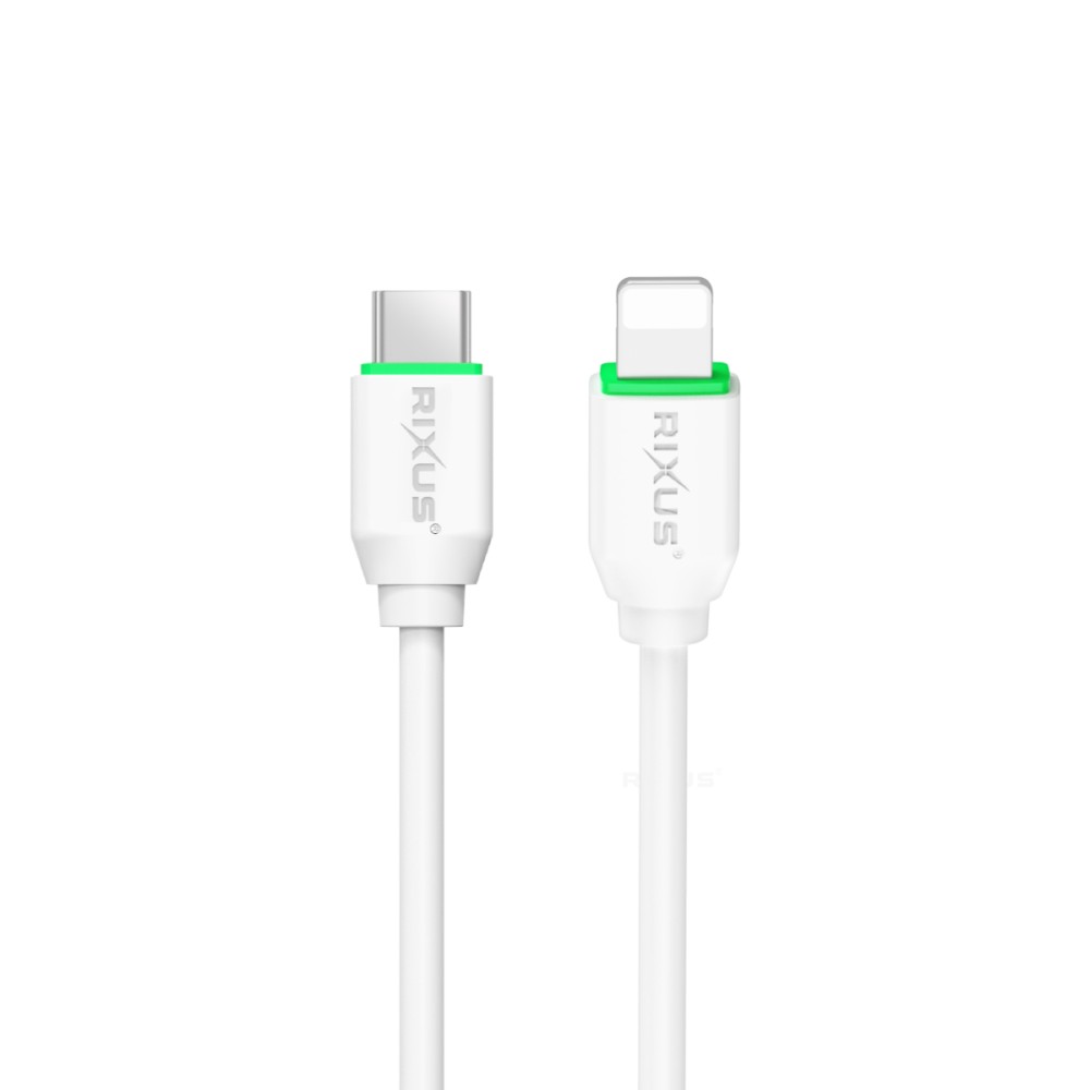 Rixus RX90L Adapter With USB-C To Lighting Cable 100CM 20W White