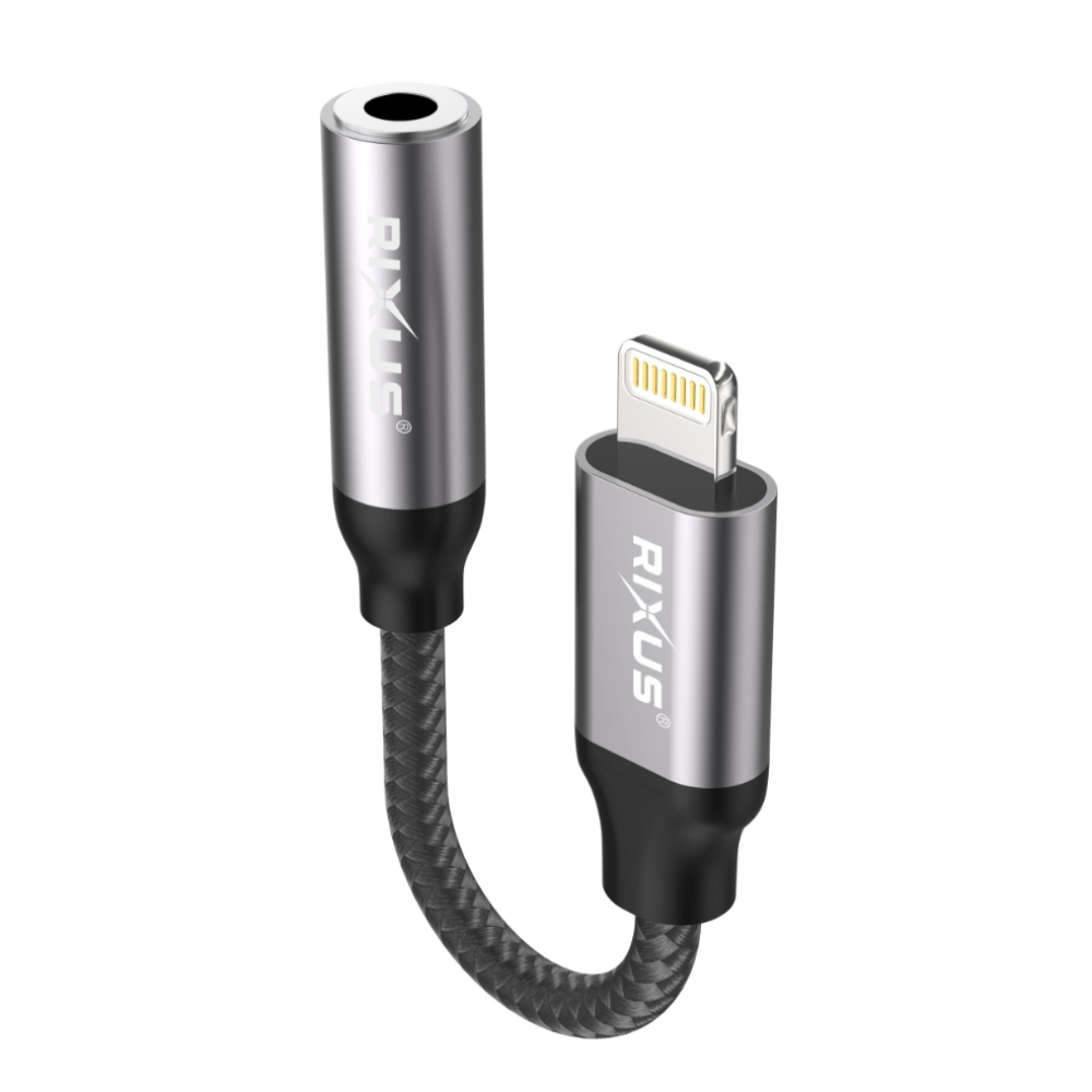 Rixus RXMU07 Lightning To 3.5mm Headphone Adaptor Black
