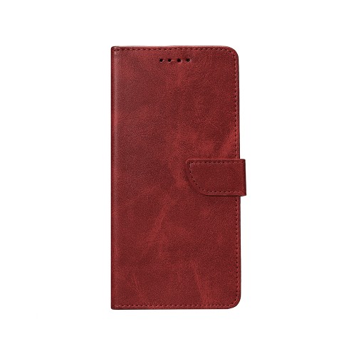 Rixus Bookcase For Samsung Galaxy S23 Ultra S918B Dark Red