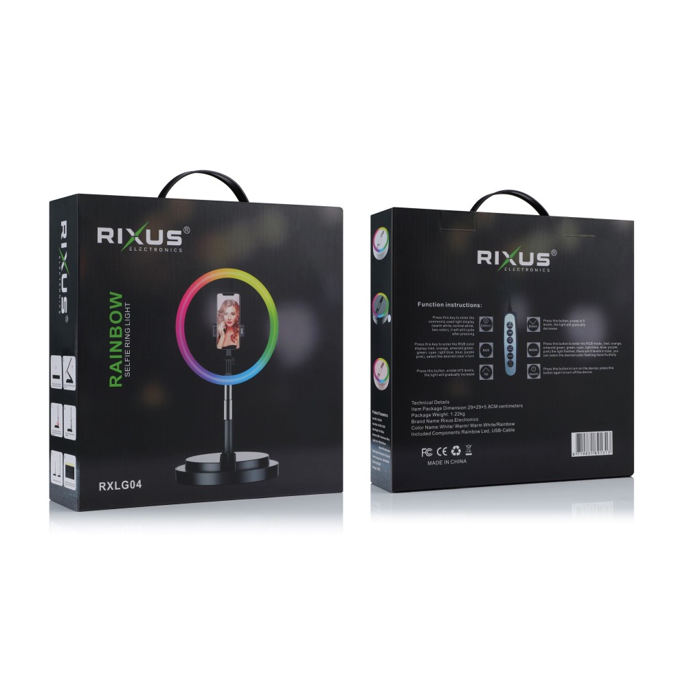 Rixus RXLG04 Rainbow Selfie Ring Light Black