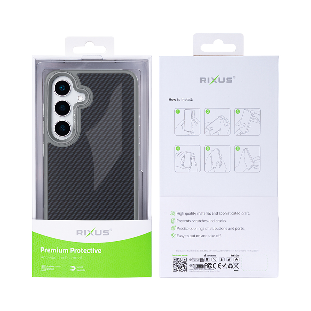 Rixus Mag Carbon With MagSafe For Samsung Galaxy S25 Plus S936B Titanium Grey