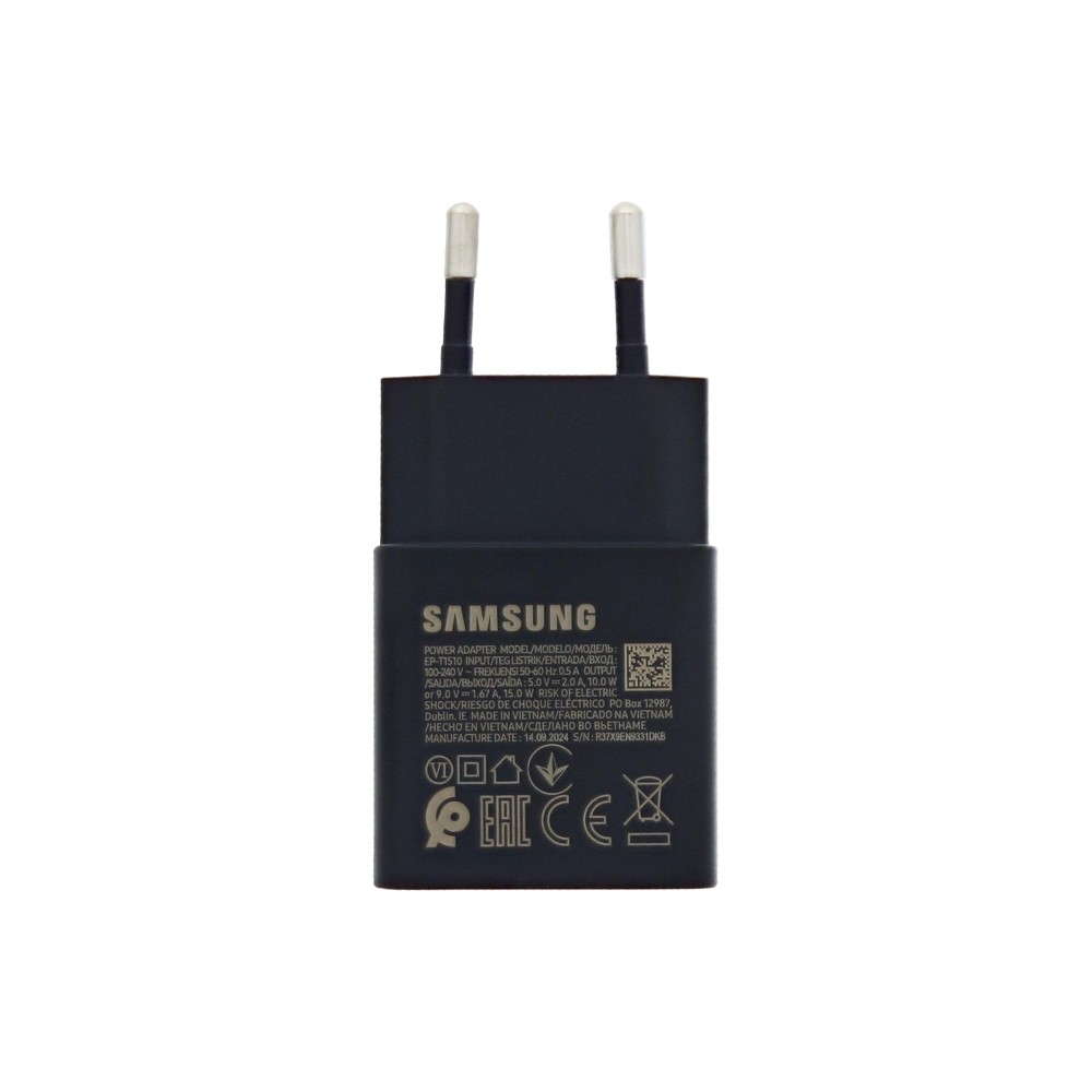 Samsung 15W USB-C Power Adapter (Without Cable) EP-T1510NBEGEU - Black
