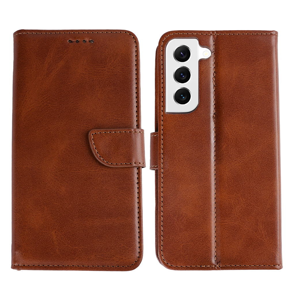 Rixus Bookcase For Samsung Galaxy S22 5G S901B Brown