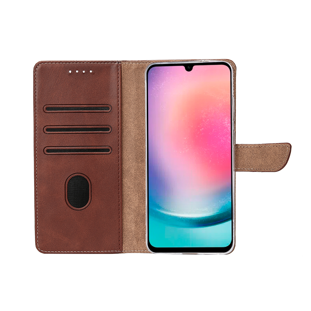 Rixus Bookcase For Samsung Galaxy A26 A266B Brown