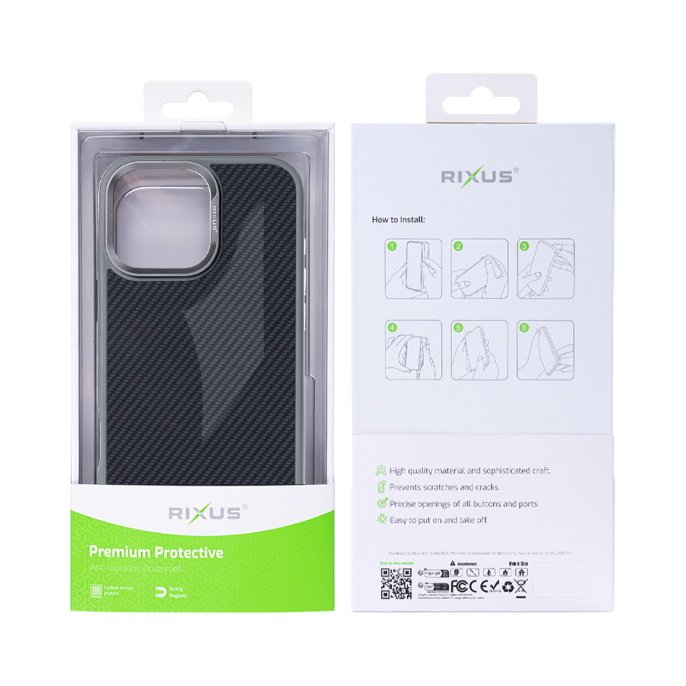 Rixus Mag Carbon With MagSafe For iPhone 16 Pro Max Titanium Grey