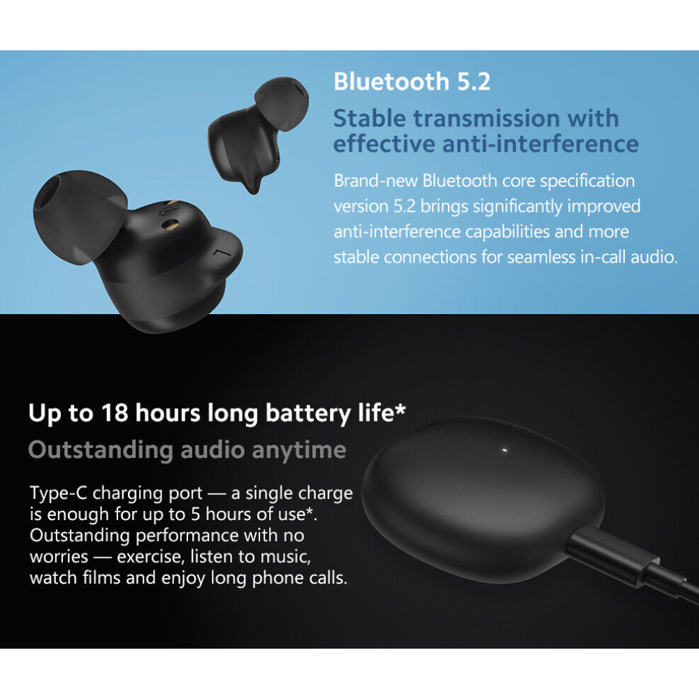 Xiaomi Wireless Earphones Redmi Buds 3 Lite - Black BHR5489GL (EU Blister)