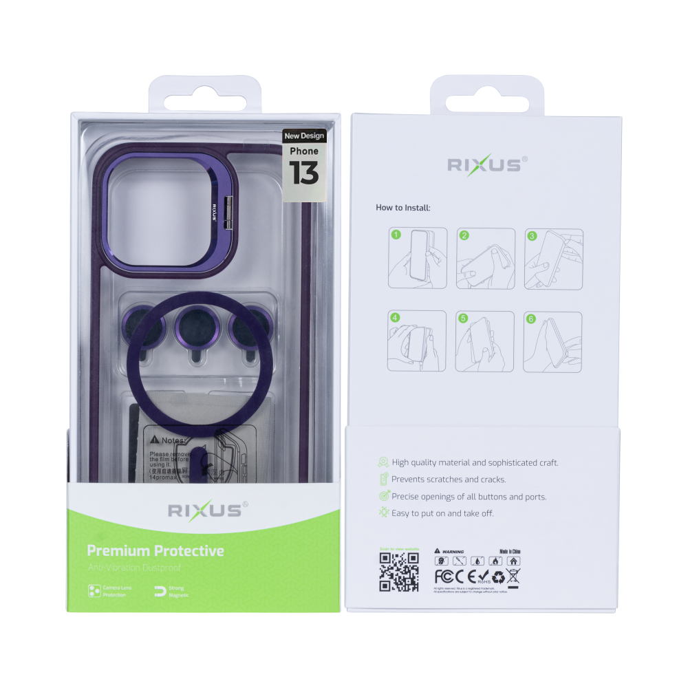 Rixus Classic 03 Case With MagSafe For iPhone 13 Deep Purple