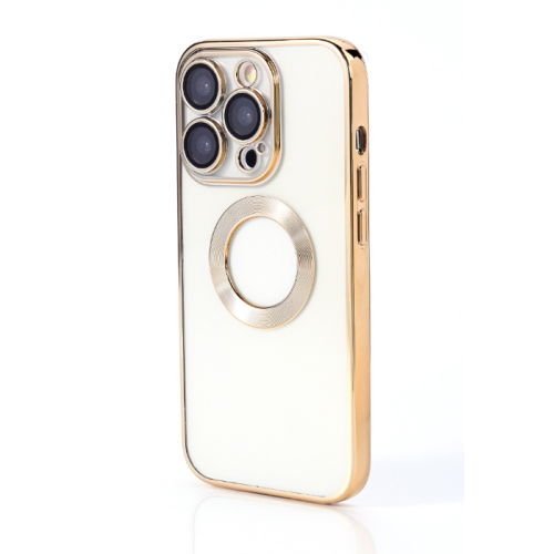 NY Glossy Phone & Camera TPU Case For iPhone 14 - Transparent Gold