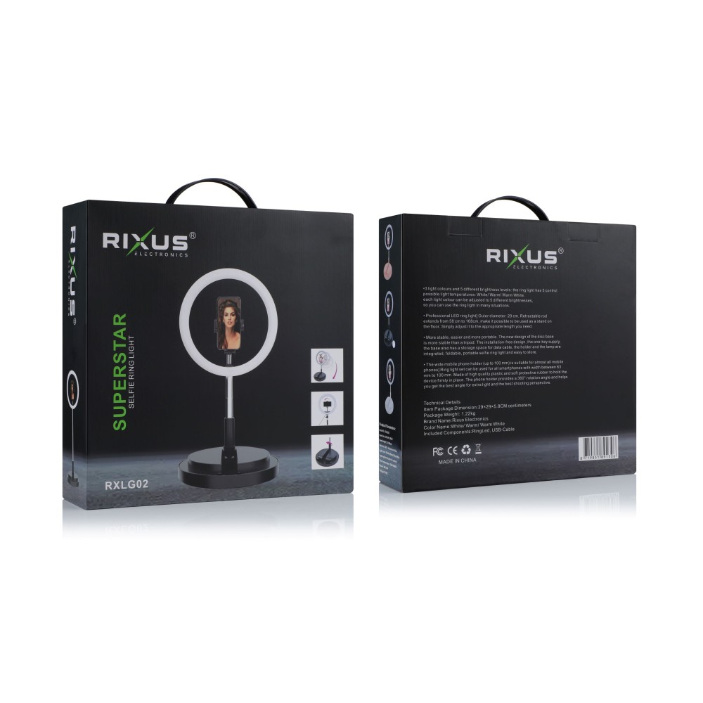 Rixus RXLG02 Superstar Selfie Ring Light Black